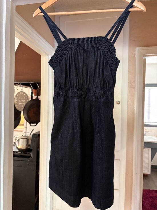 7 For All Mankind Dresses & Skirts - For All Mankind Stretch Denim Mini Dress Smocked Top – Size S (Est.)